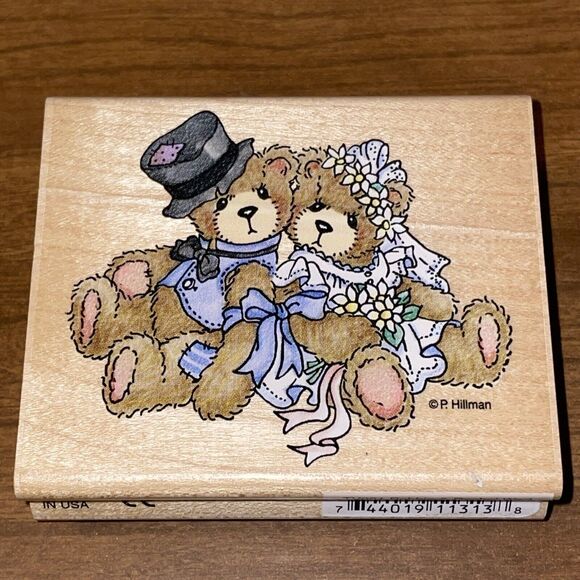 Stampendous Rubber Stamps 1998 Robbie And Rachel Wed TV001 Cherished Teddies - Picture 1 of 12